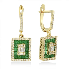 Серьги из золота с бриллиантами и изумрудами