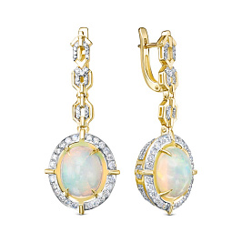 Серьги из желтого золота с опалами 5,6 ct