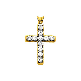 Крест из желтого золота с бриллиантами