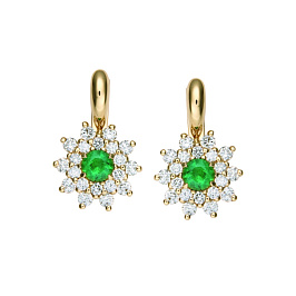 Серьги из желтого золота с изумрудами 0,67 ct