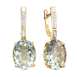 Серьги из желтого золота с празиолитами 13,97 ct