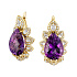 Серьги из желтого золота с аметистами 38,52 ct