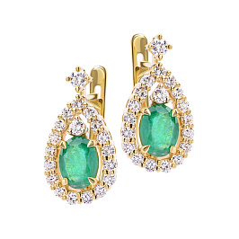 Серьги из желтого золота с изумрудами 2,32 ct