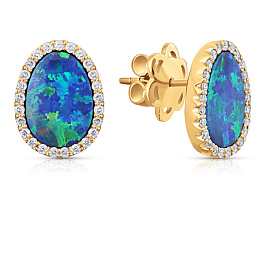 Серьги из желтого золота с опалами 3,75 ct
