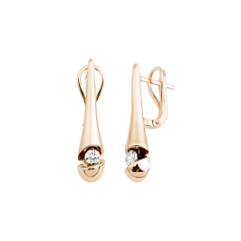 Серьги из желтого золота с бриллиантами 0,22 ct