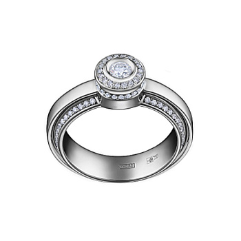 Кольцо из белого золота с бриллиантами 0,15 ct