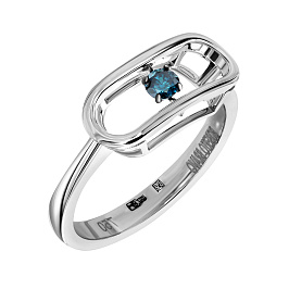 Кольцо из белого золота с фантазийным бриллиантом 0,1 ct
