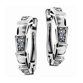 Серьги из белого золота с фианитом