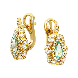 Серьги из желтого золота с турмалинами 1,25 ct