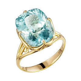 Кольцо из желтого золота с аквамарином 10,67 ct