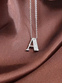 Колье буква А из золота с бриллиантами