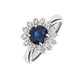 Кольцо из белого золота с сапфиром 1,6 ct