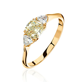 Кольцо из желтого золота с бриллиантами 1,21 ct