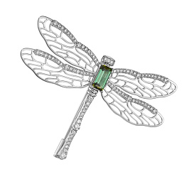 Брошь из белого золота с турмалином 1,88 ct