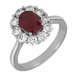 Кольцо из белого золота с рубином 1,49 ct