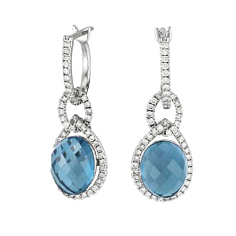 Серьги из белого золота с топазами 9,58 ct