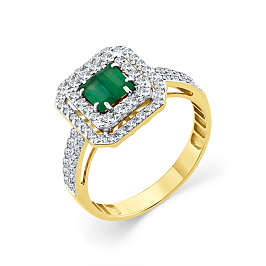 Кольцо из желтого золота с изумрудами 0,397 ct