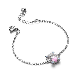 Браслет из белого серебра с эмалью