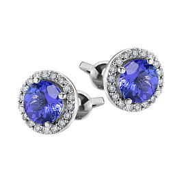 Серьги из белого золота с танзанитами 1,58 ct