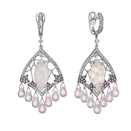 Серьги из белого золота с агатами 7,94 ct