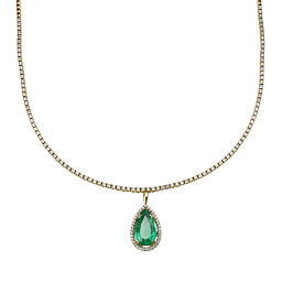 Колье из желтого золота с изумрудом 3,27 ct