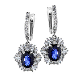 Серьги из белого золота с сапфирами 2,66 ct
