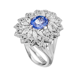 Кольцо из белого золота с сапфиром 3,72 ct