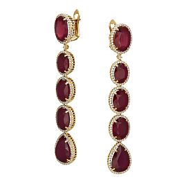 Серьги из желтого золота с рубинами