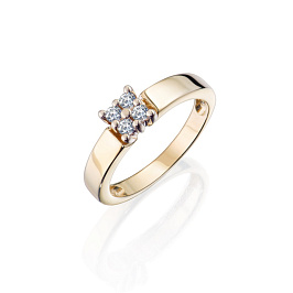 Кольцо из желтого золота с бриллиантами