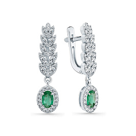 Серьги из белого золота с изумрудами 0,803 ct