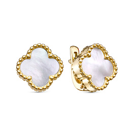 Серьги из желтого золота с перламутром