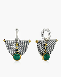 Серьги из серебра с малахитом