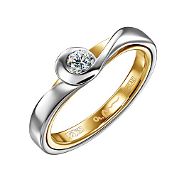 Кольцо из комбинированного золота с бриллиантом
