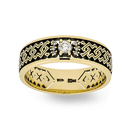 Кольцо из желтого золота с бриллиантами 0,106 ct