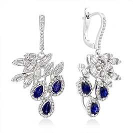 Серьги из золота с бриллиантами и сапфирами