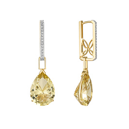 Серьги из желтого золота с цитринами 15,69 ct