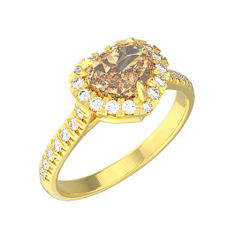 Кольцо из желтого золота с фантазийным бриллиантом 1,01 ct