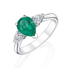 Кольцо из белого золота с изумрудом 1,35 ct