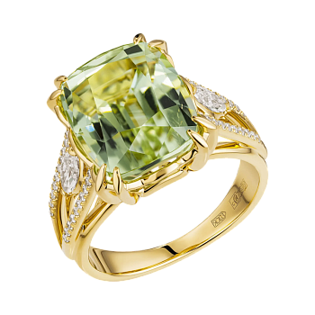 Кольцо из желтого золота с турмалином 9,76 ct