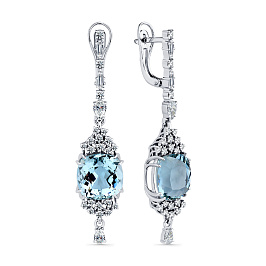 Серьги из белого золота с аквамаринами 13,12 ct