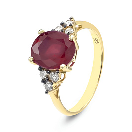 Кольцо из желтого золота с рубином 3,39 ct