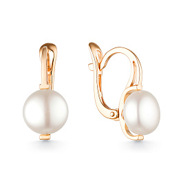 Серьги из желтого золота с жемчугом