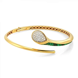 Золотой браслет с бриллиантами и малахитом