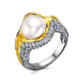 Кольцо из серебра с жемчугом