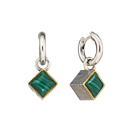 Серьги из серебра с малахитом