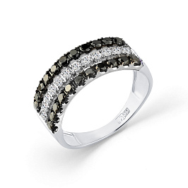 Кольцо из белого золота с черными бриллиантами