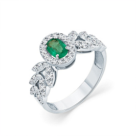Кольцо из белого золота с изумрудом 0,402 ct