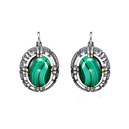 Серьги из серебра с малахитом