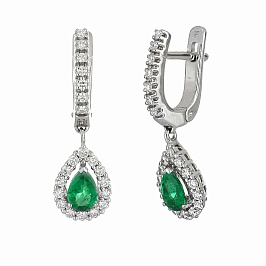 Серьги из белого золота с изумрудами 1,23 ct