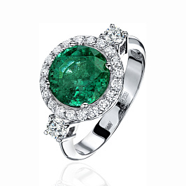 Кольцо из белого золота с изумрудом 0,76 ct